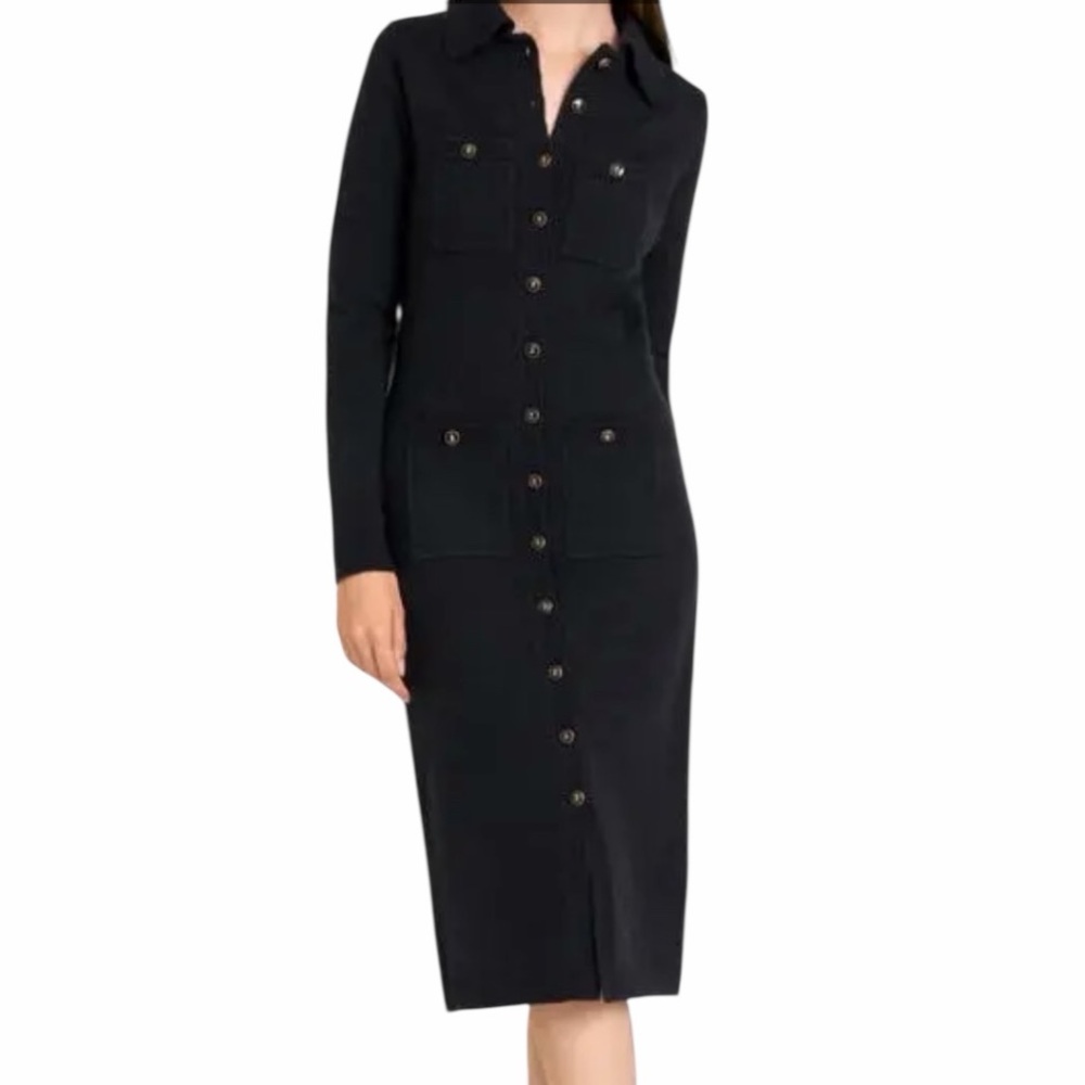WAYF Women’s Morgan‎ Knit Sweater Midi Dress Black Size Medium NEW